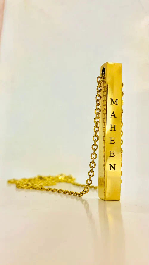 Customize Name Engraved 4d Bar Necklace